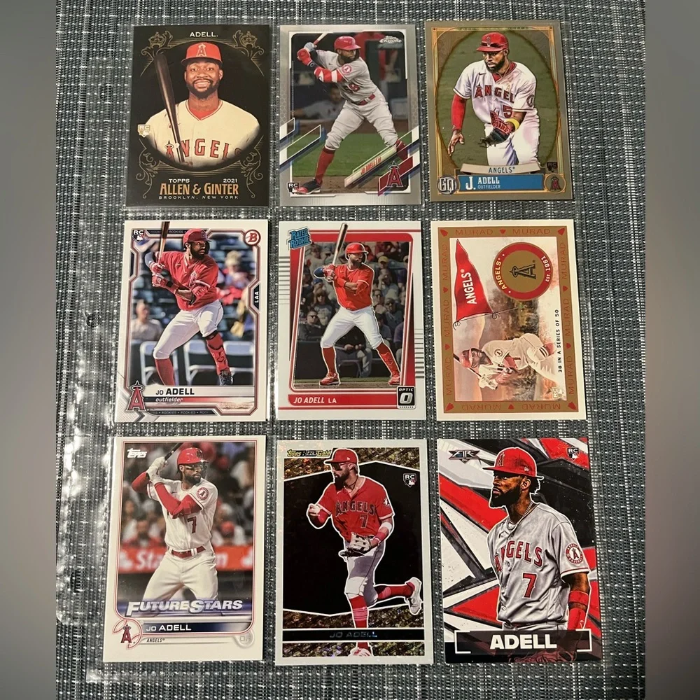 ⚾️ Jo Adell Angels MLB Baseball Sports Cards, Bundle of 9, 2 Rookies & Rated RC
